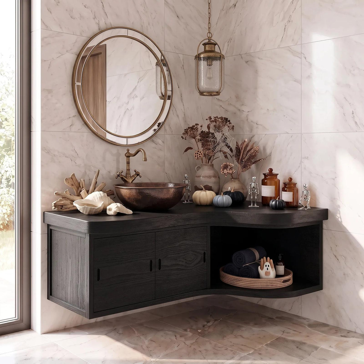 Farmhouse Pumpkin Bathroom Vanity Wellness Room