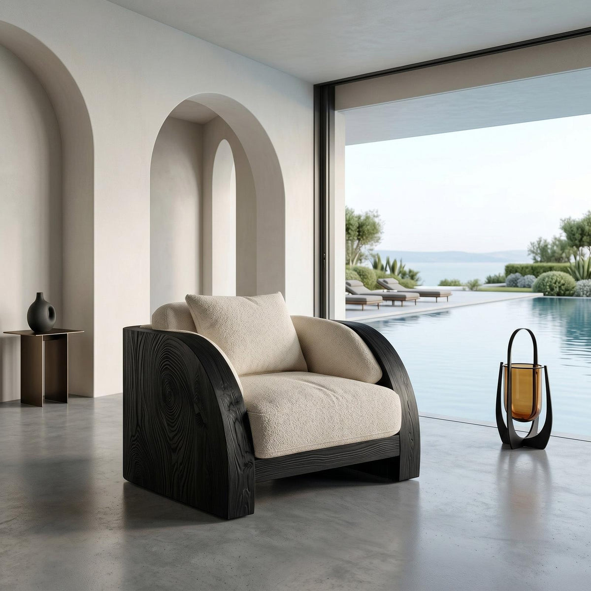 Minimalist Curved Frame Armchair For Contemporary Home