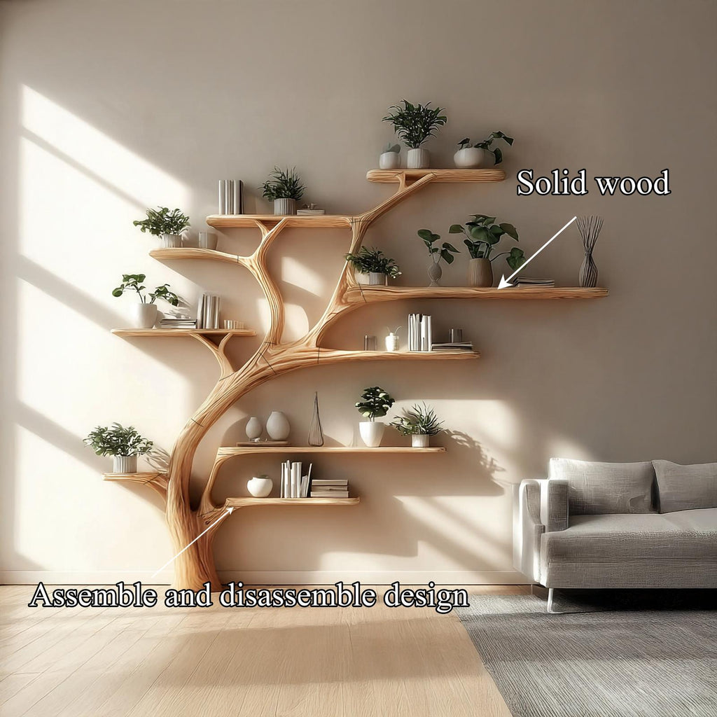 Midcentury Tree Bookshelf Bedroom Entry