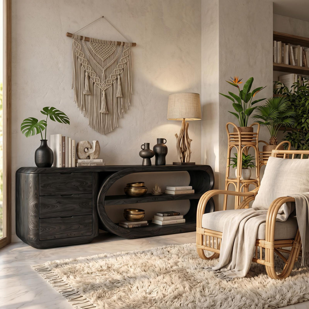 Organic Geometric Console Table Luxury Entryway