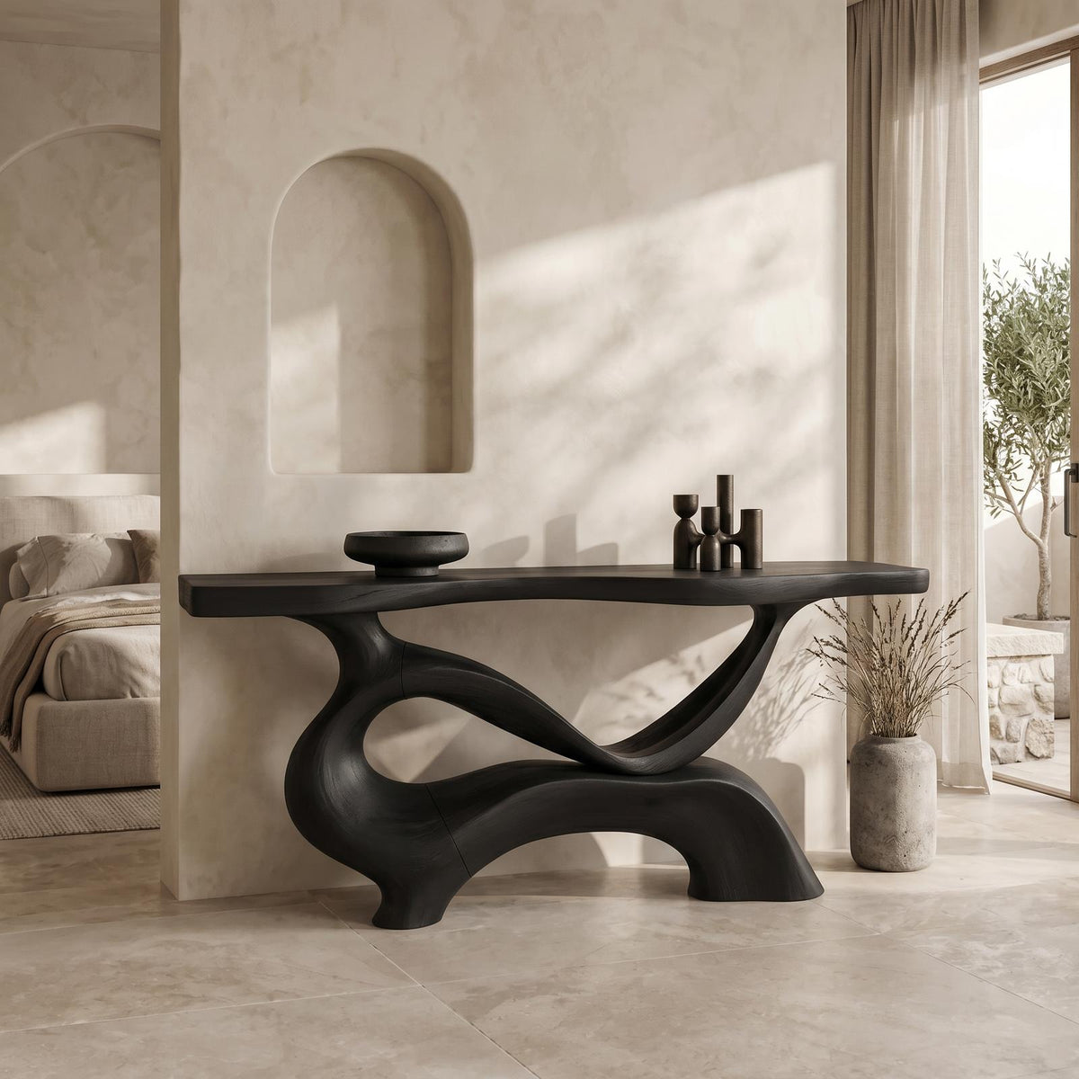Contemporary Sculptural Base Console Table Modern Hallway SILDTTRCS087