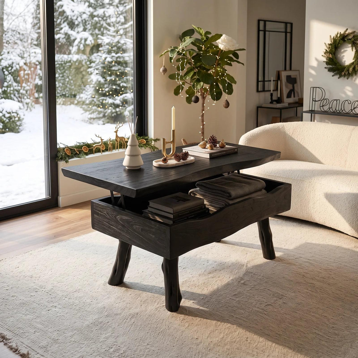 Rustic Xmas Live Edge Coffee Table Mountain Lodge