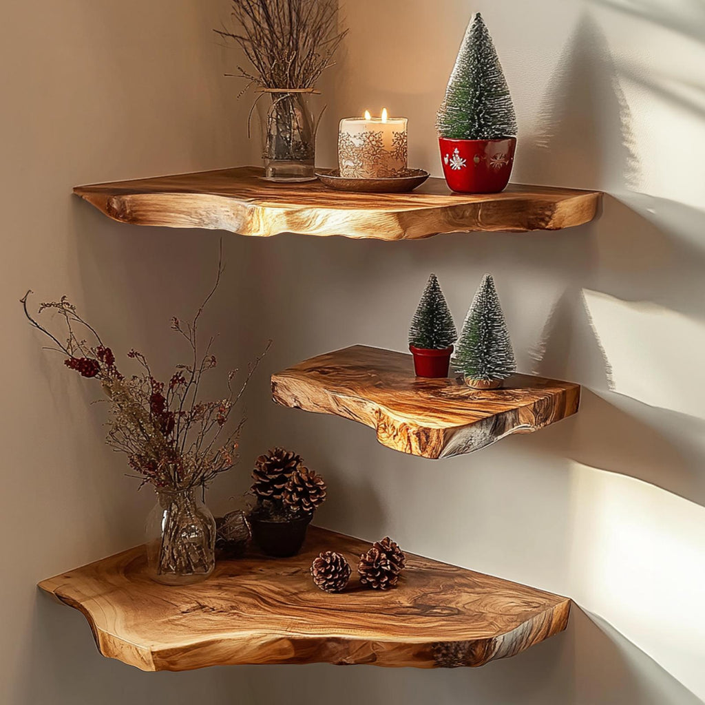 Oak Floating Corner Shelf Rustic Floating Shelf Christmas Gifts