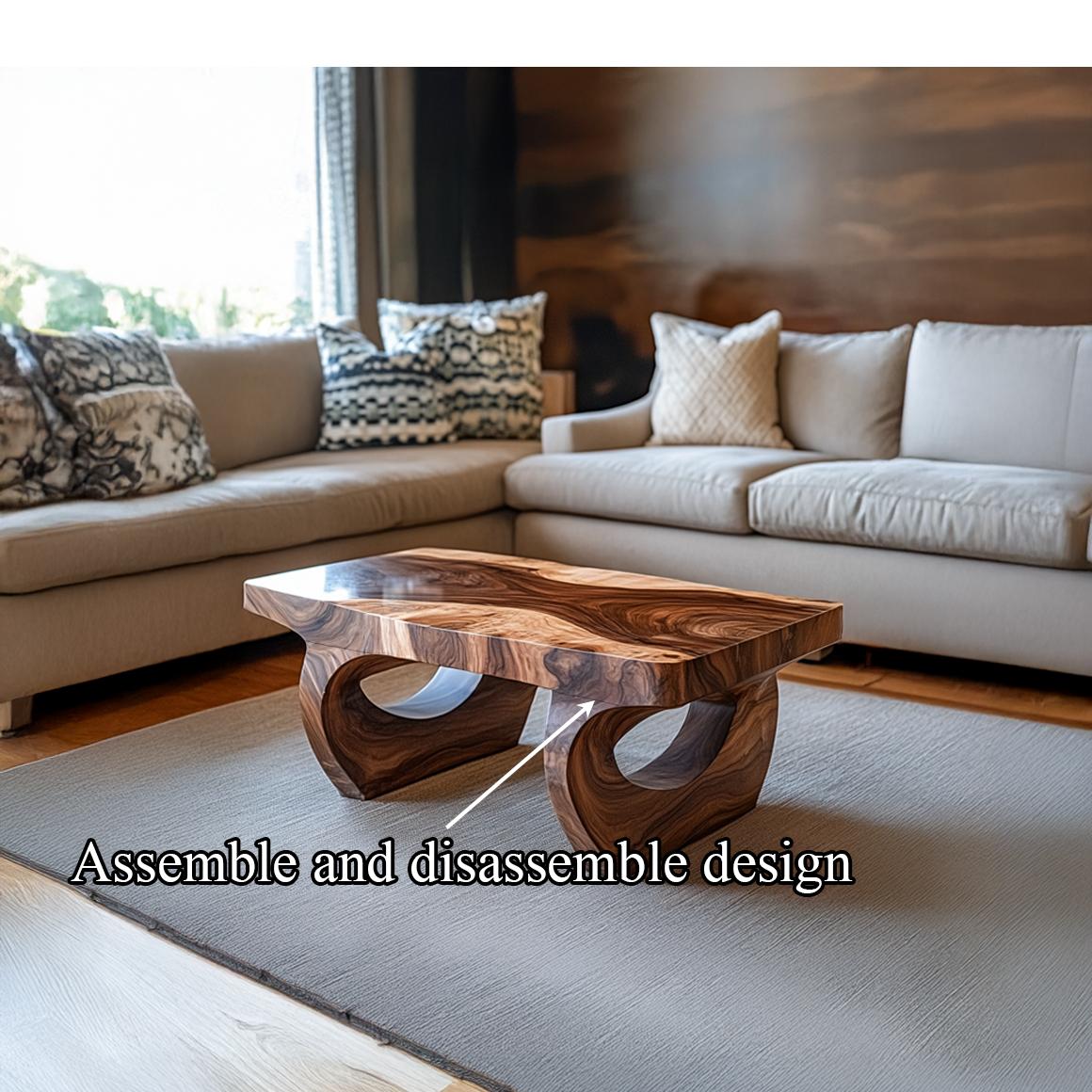 Handcrafted Mid Century Solid Wood Coffee Table Living Room