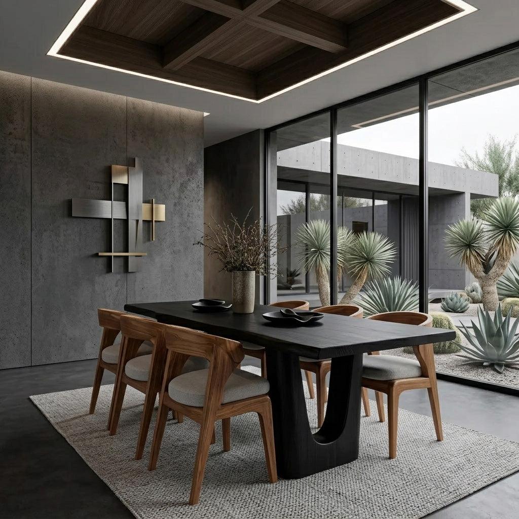 Spry Interior Modern Handcrafted Dining Table, Solid Wood Kitchen Dining Table for Contemporary Dining Room Area, Model RTTHHNDN028