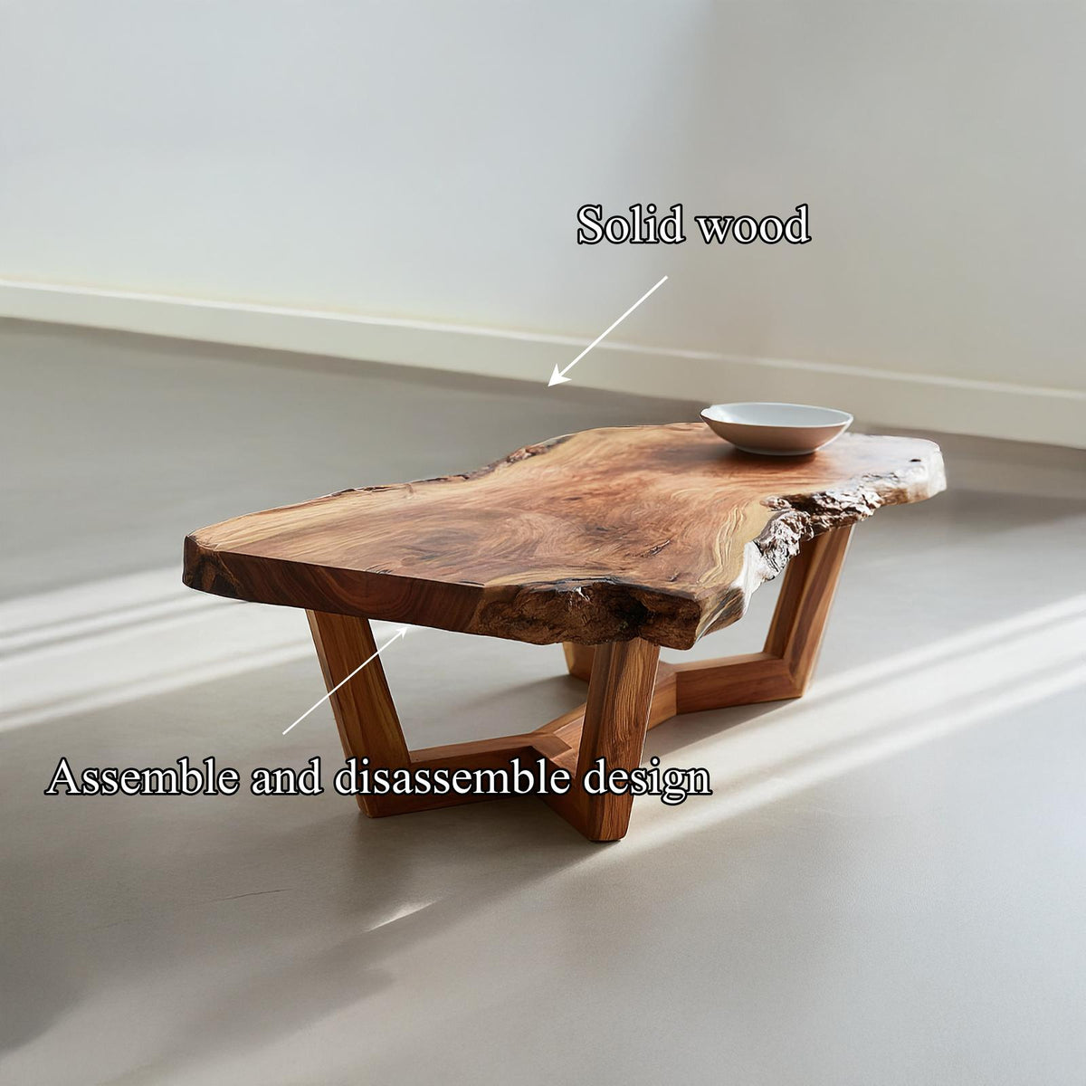 Mid Century Live Edge Coffee Table Living Room