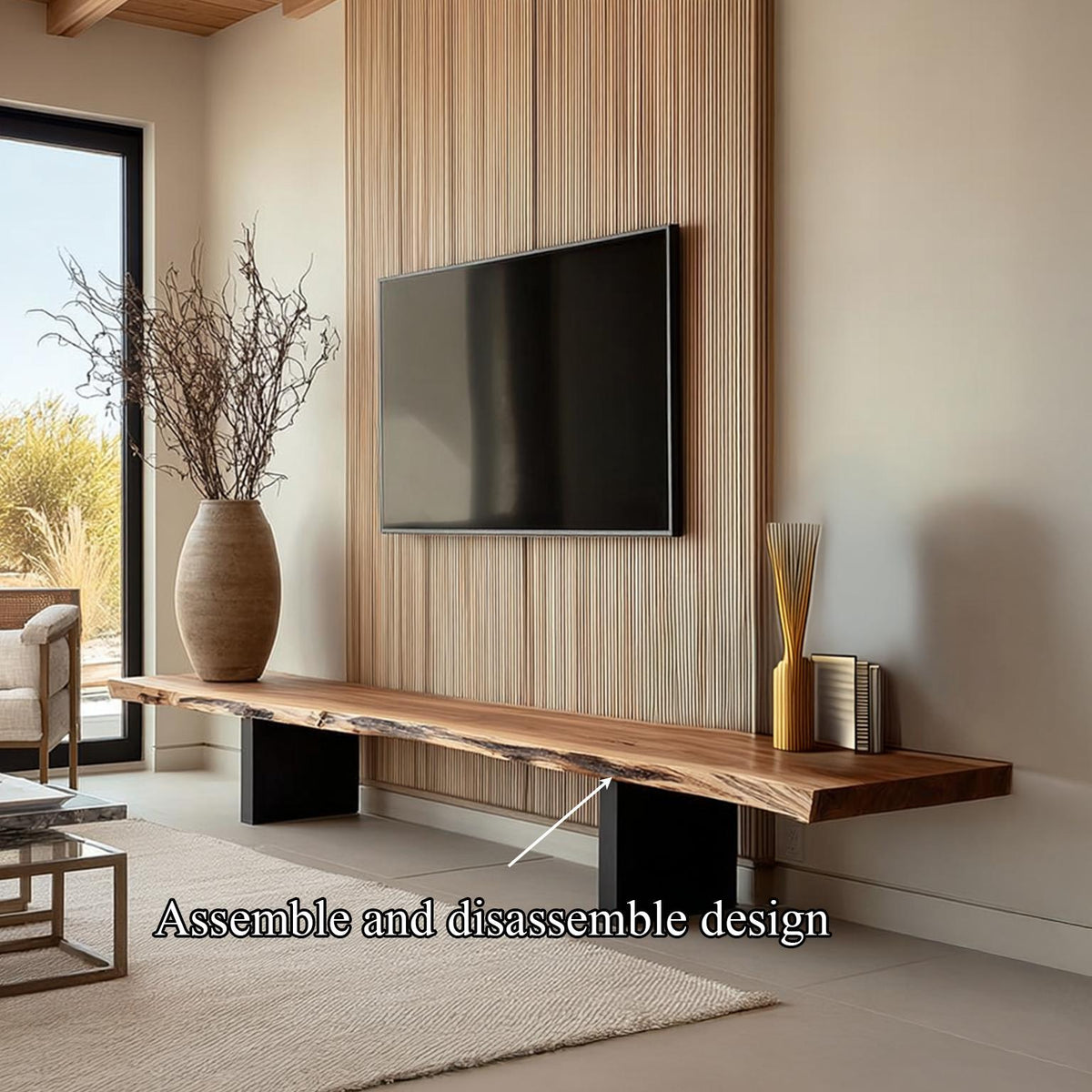 MidCentury TV Console Live Edge Living Room