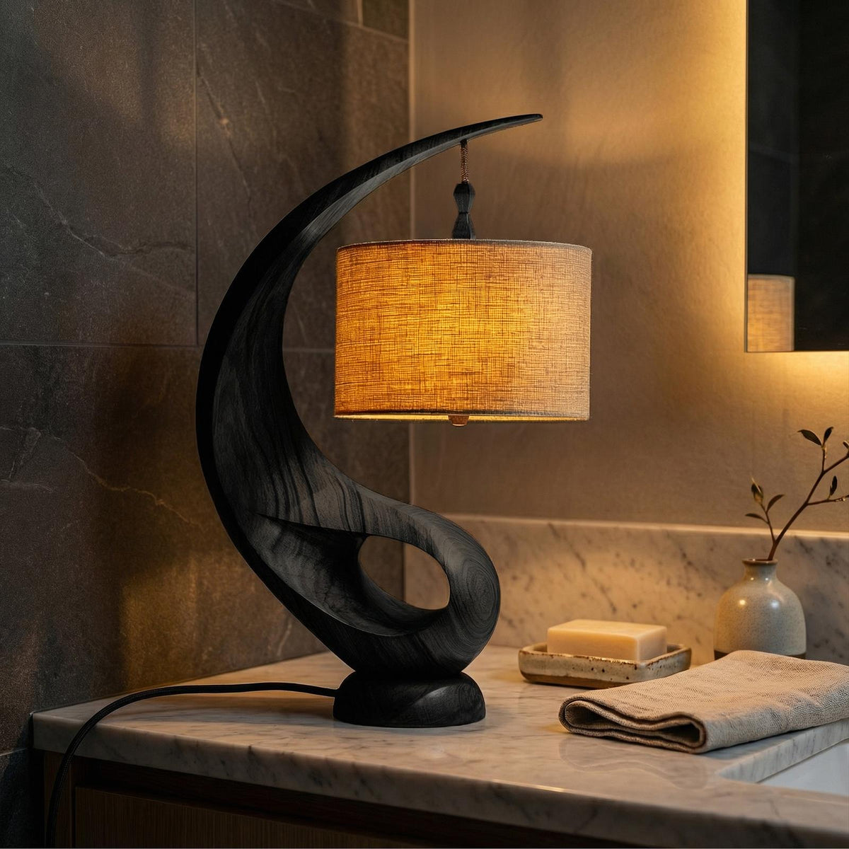 Modern Decorative Table Lamp, Elegant Wood Accent Light for Entryway Console & Living Room