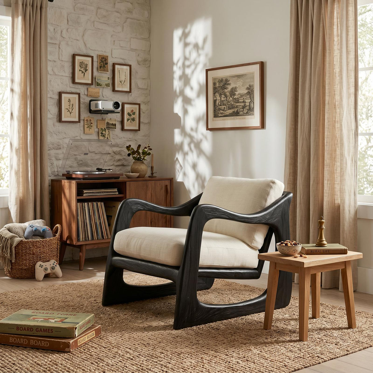 Coastal Luxury Accent Chair with Sculptural Wooden Craftsmanship SILDTTRCHR029