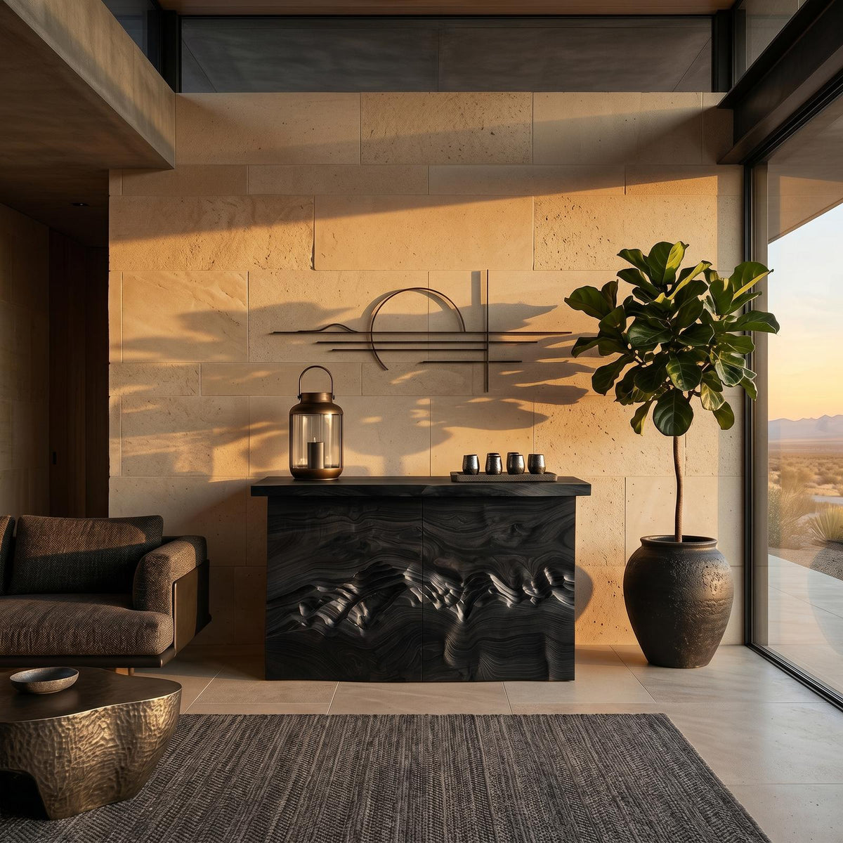 Minimalist Textured Edge Console Table For Studio Interior Design SILDTTNCS126