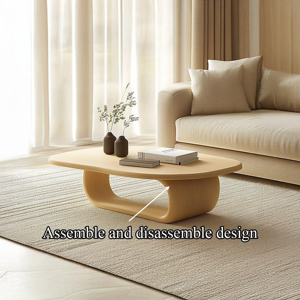 Mid Century Modern Solid Wood Coffee Table, Small Space Apartment Accent Center Table, Model
