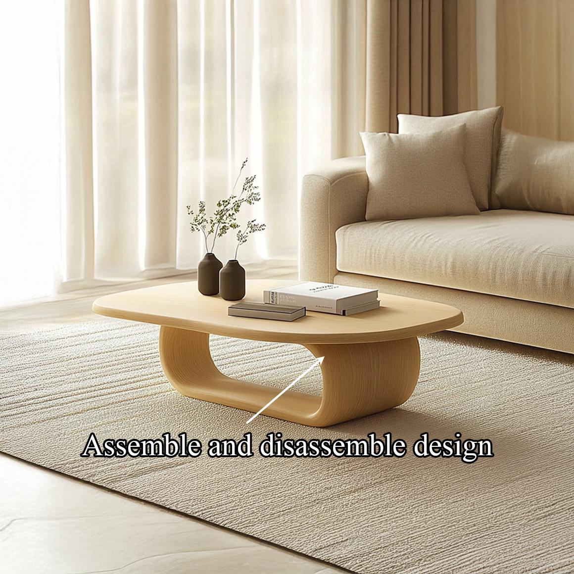 Mid Century Modern Solid Wood Coffee Table, Small Space Apartment Accent Center Table, Model