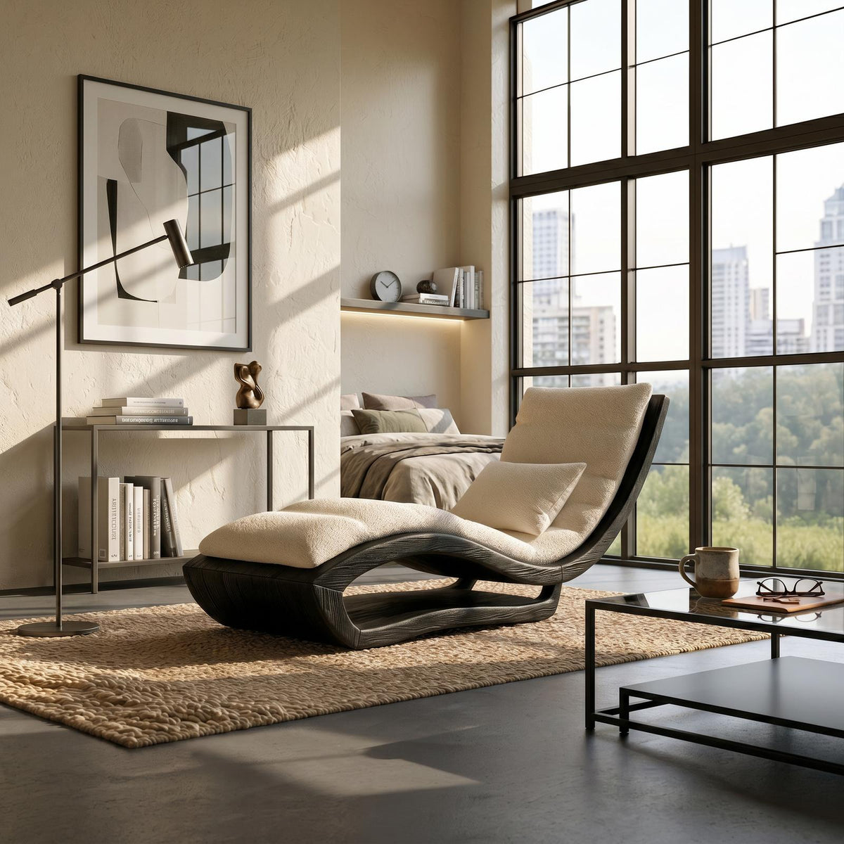 Spry Interior Organic Modern Wooden Daybed, Minimalist Luxury Lounge Sofa Bed for Living Room & Studio, SILDTTRDB002