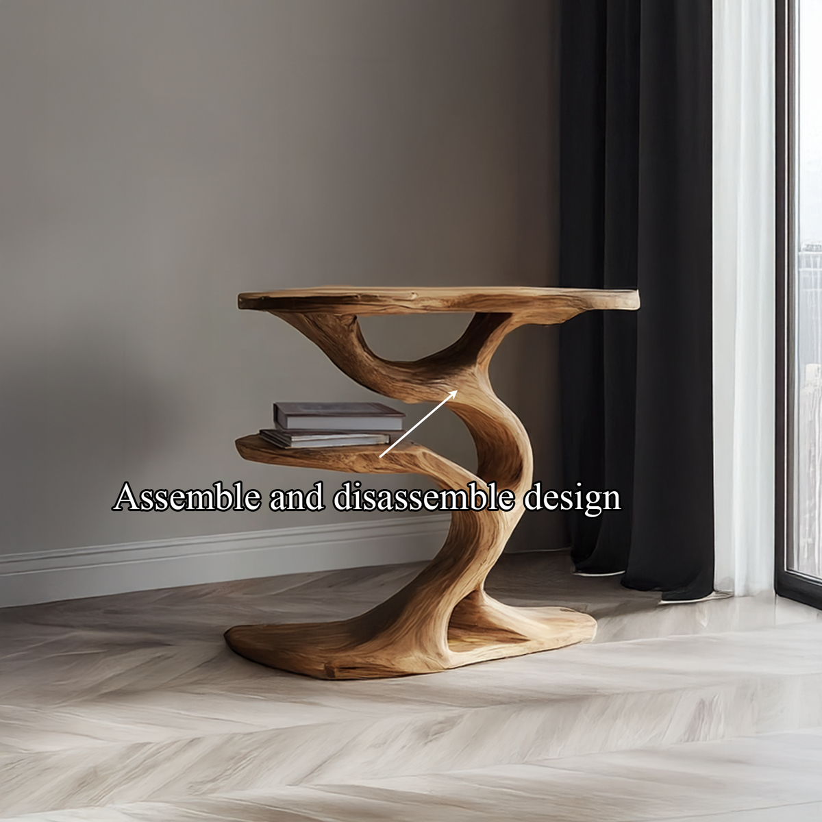 Rustic Tree Slab End Table, Live Edge Wood Side Table for Living Room Sofa, Handmade Natural Accent Table Nightstand