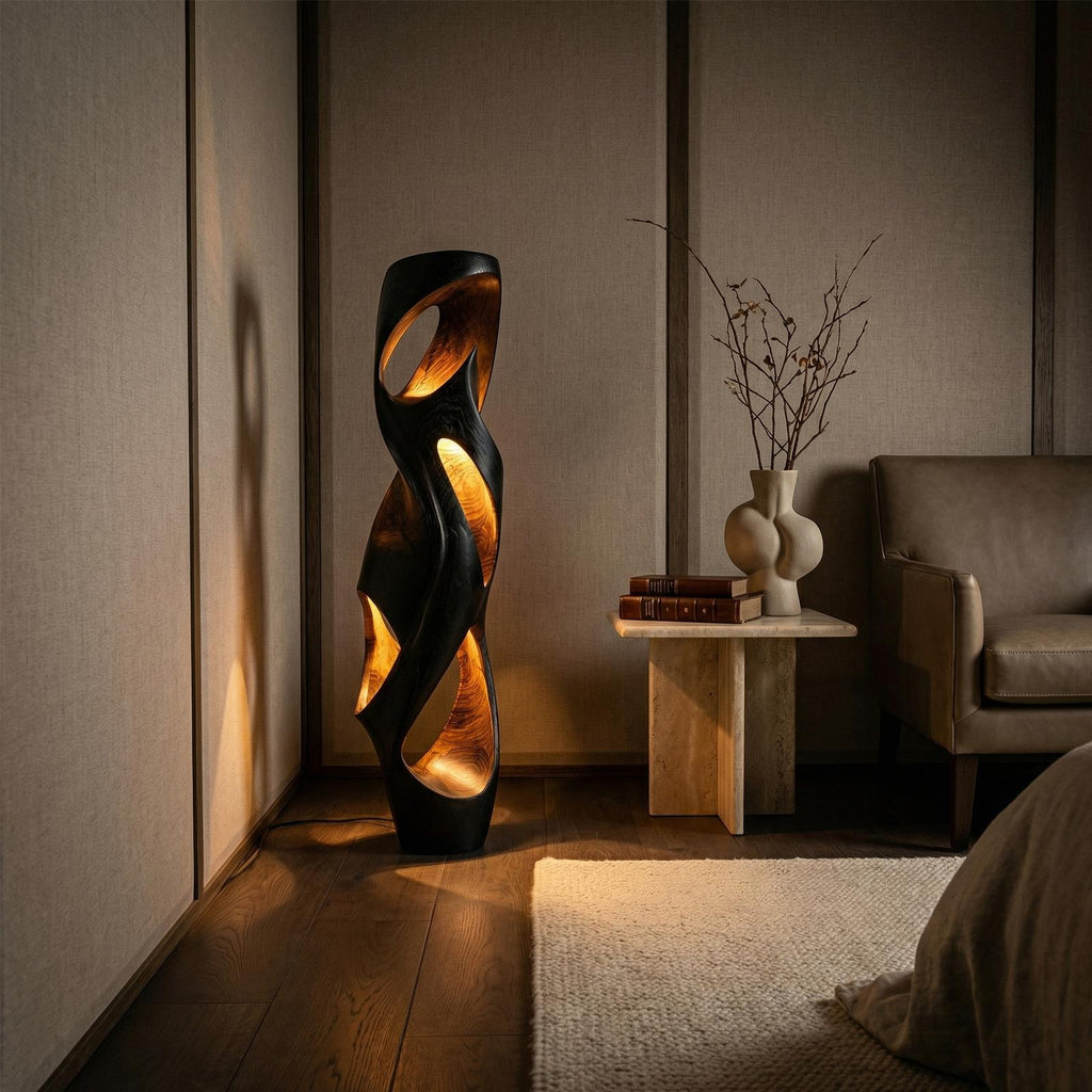 Mid-Century Decorative Table Lamp, Wooden Bedside Accent Light for Entryway Console & Hallway