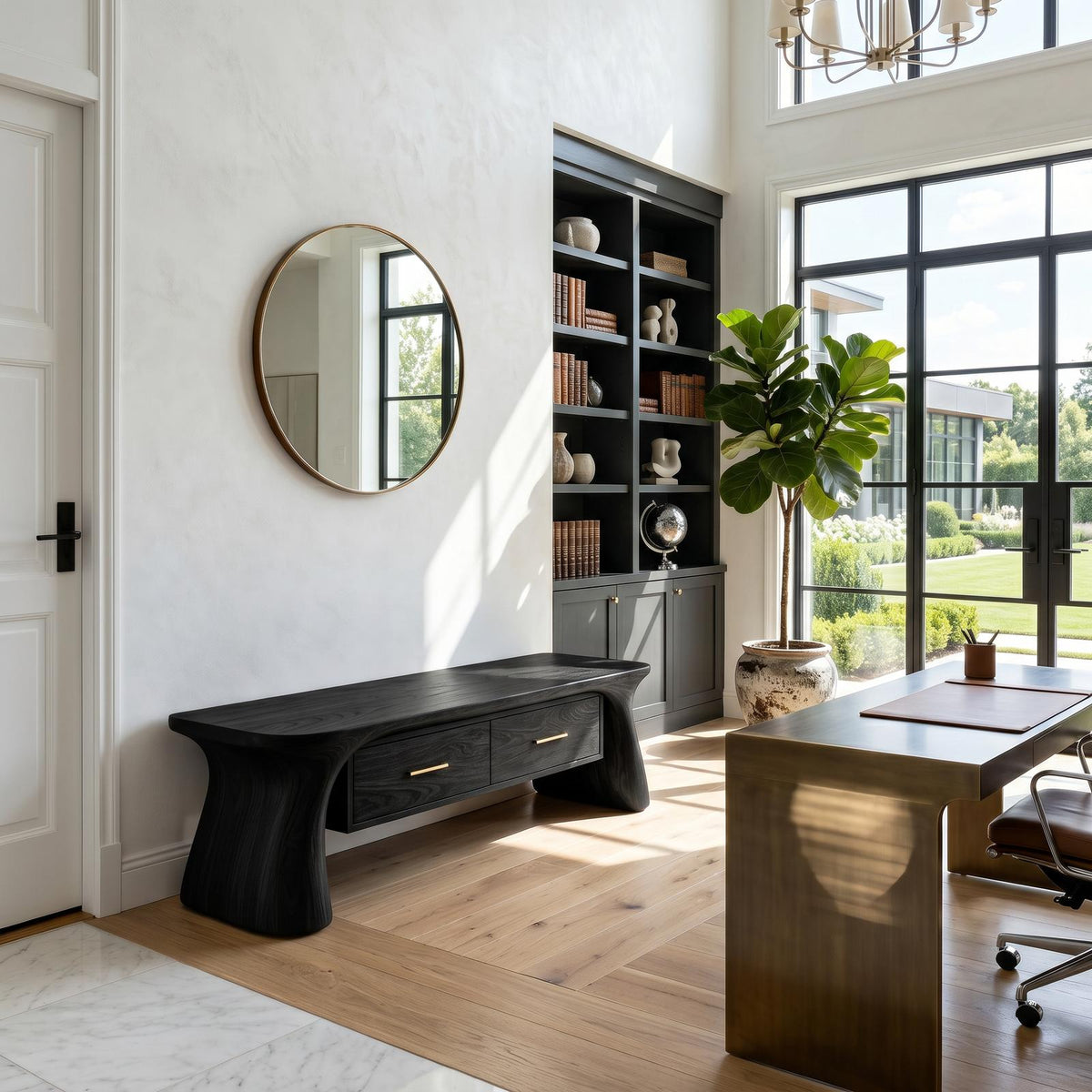 Spry Interior Minimalist Arched Base Bench, Solid Wood Entryway, Mudroom & Foyer Bench, Modern Indoor Accent Seating, Natural, SILDTTNBEN014