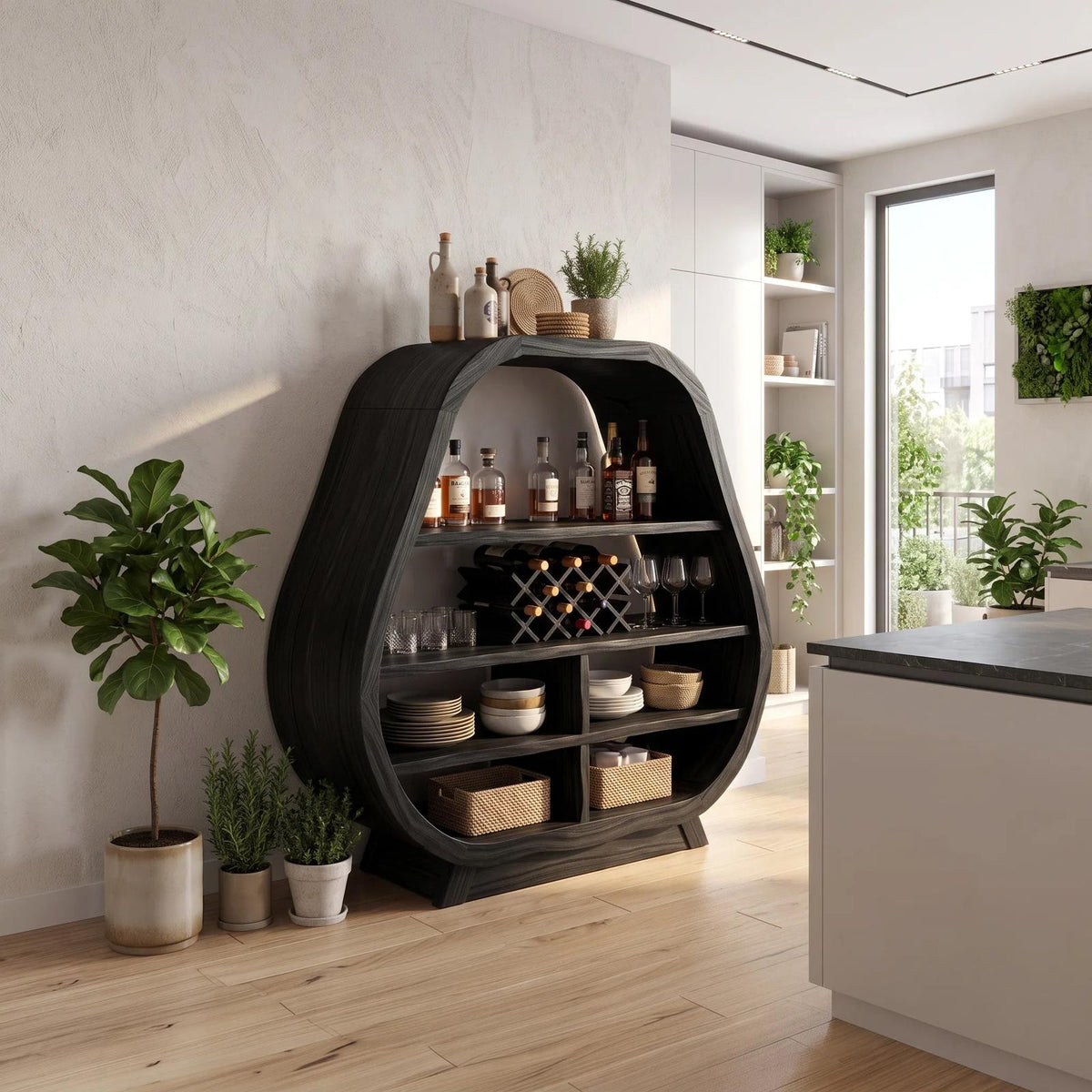 Handcrafted Wine Bar Cabinet Dining Room