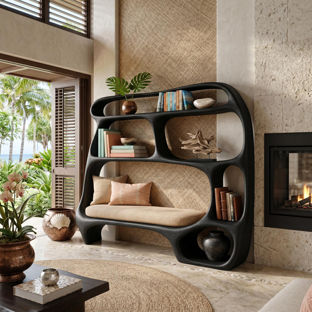 Contemporary Organic Bookshelf For Modern Living Room SILDTTNBS035