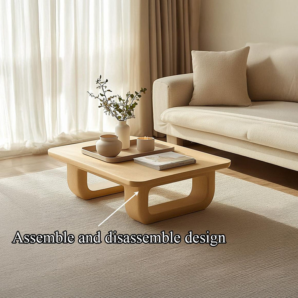 Teezano Mid Century Square Solid Wood Coffee Table, Modern Living Room Accent Center Table, Model SINLSACF149