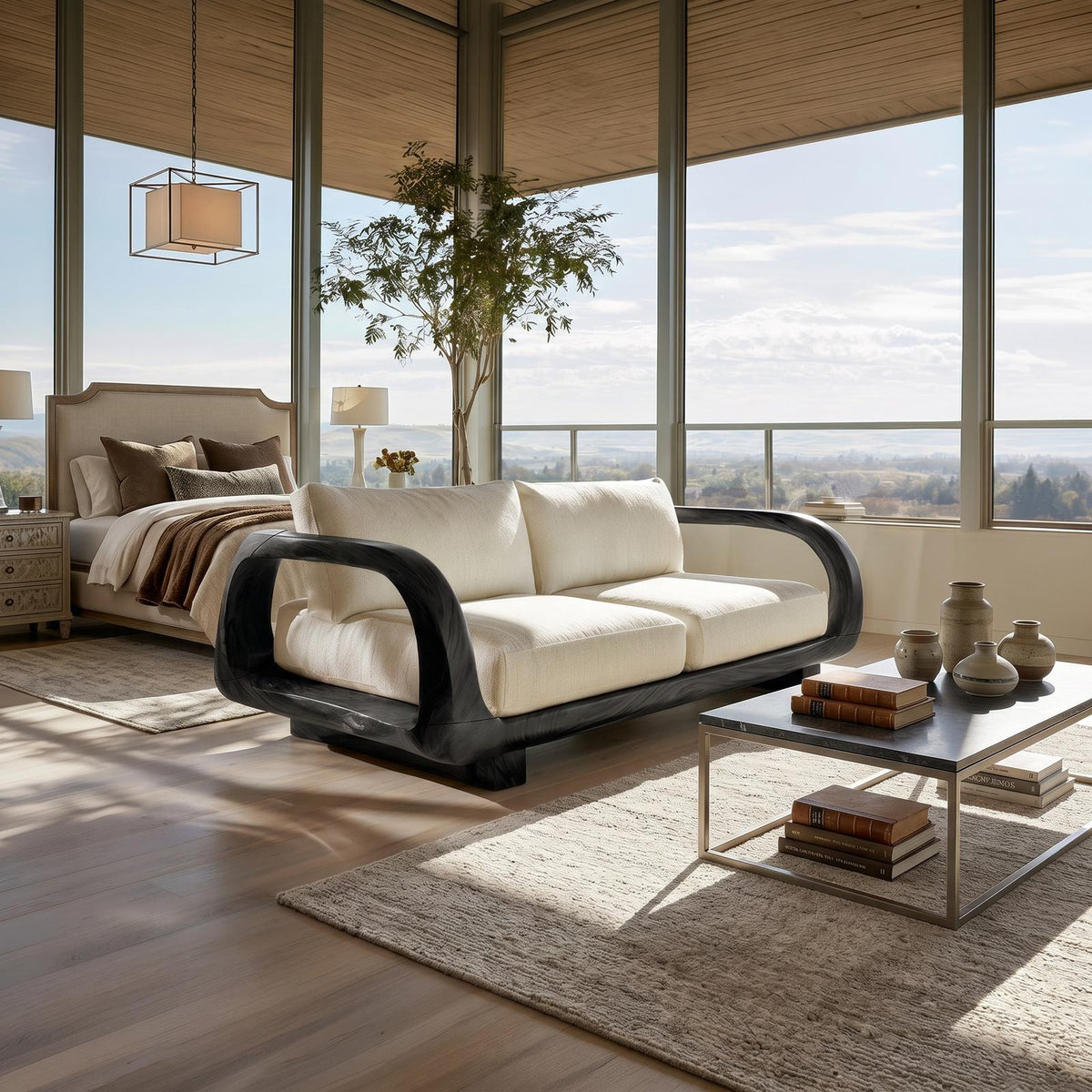 Modern Sculptural Wooden Sofa Contemporary Penthouse Living Room SILDTTRSFA001