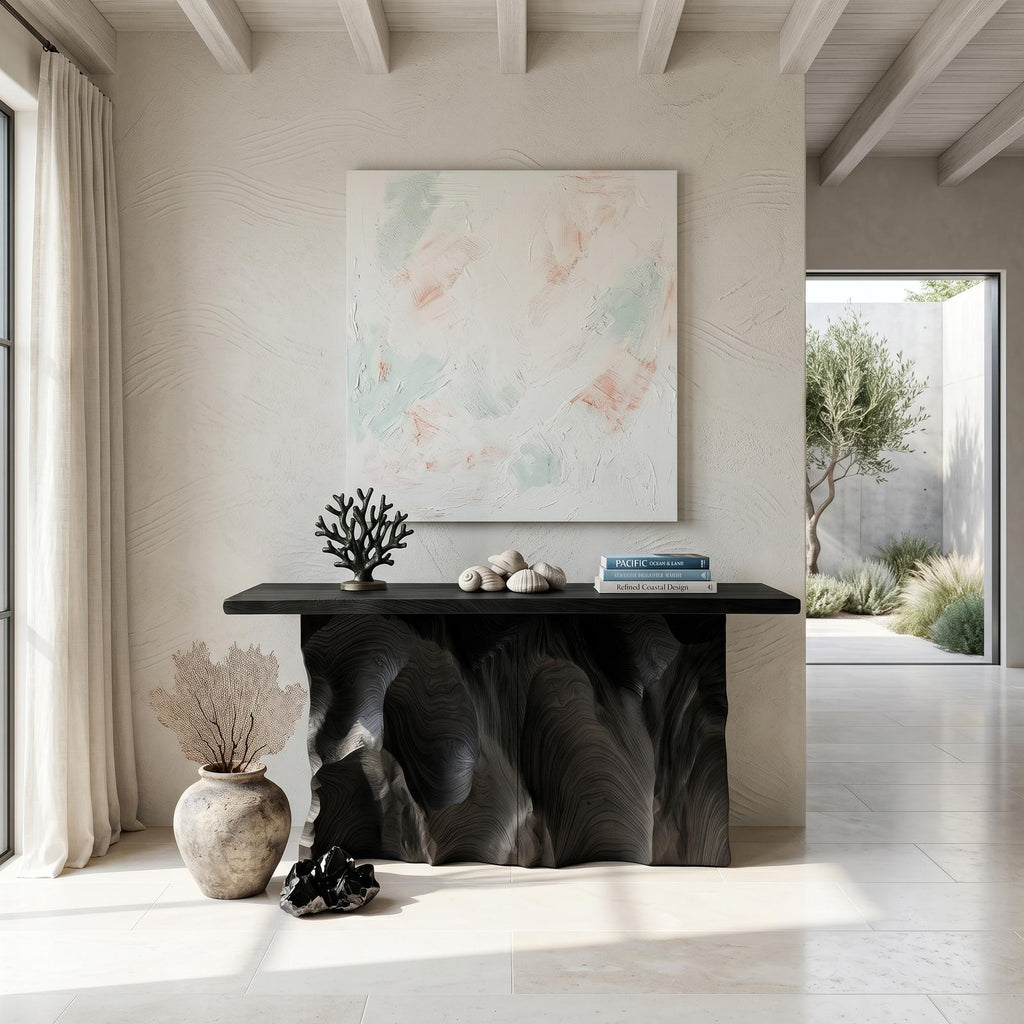 Minimalist Raw Edge Hall Table For Apartment Entryway Space