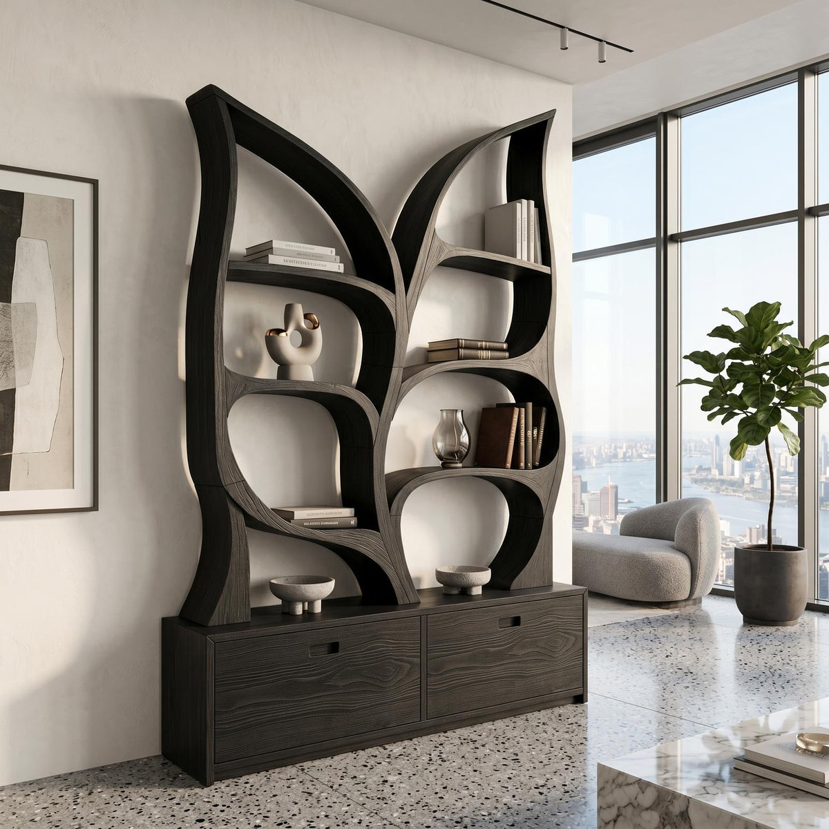 Modern Display Bookshelf For Quiet Reading Room