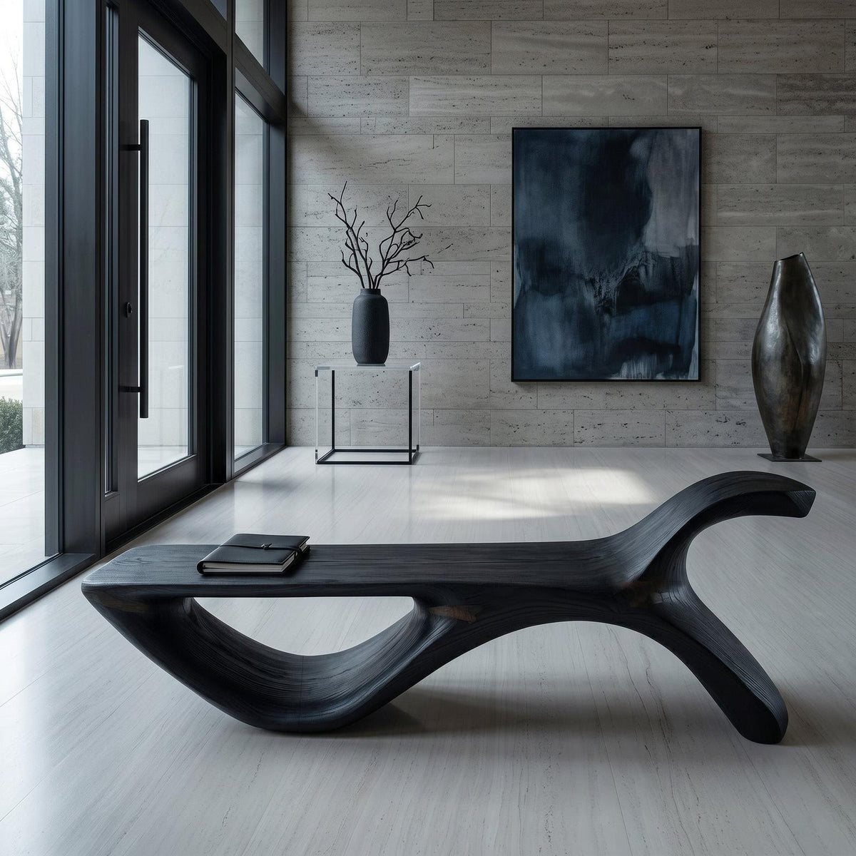 Contemporary Organic Natural Wood Bench For Hallway