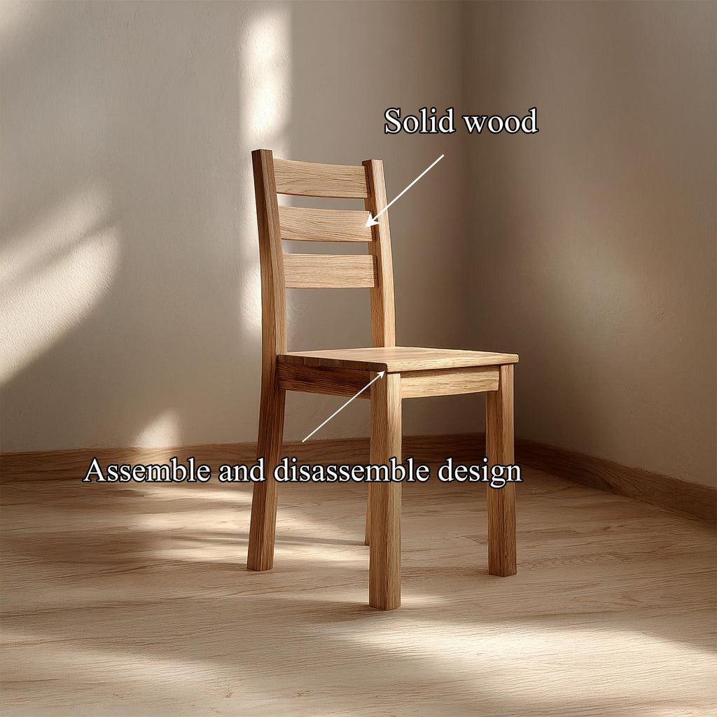 Spry Interior Rustic Minimalist Wooden Dining Chair, Farmhouse Solid Wood Accent Side Chair for Kitchen Dining Room, SINLSAWC034