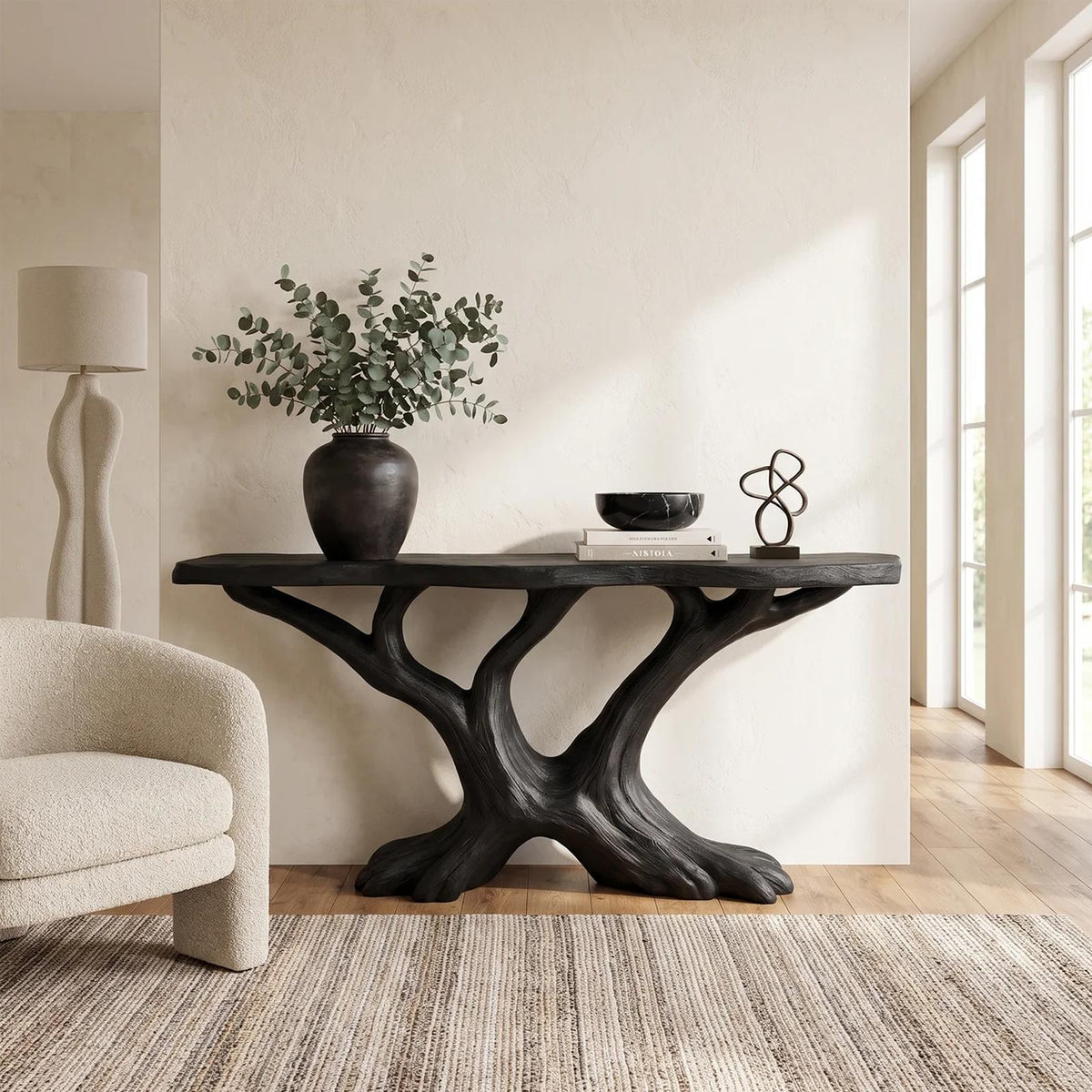 Contemporary Sculptural Console Table Modern Entryway