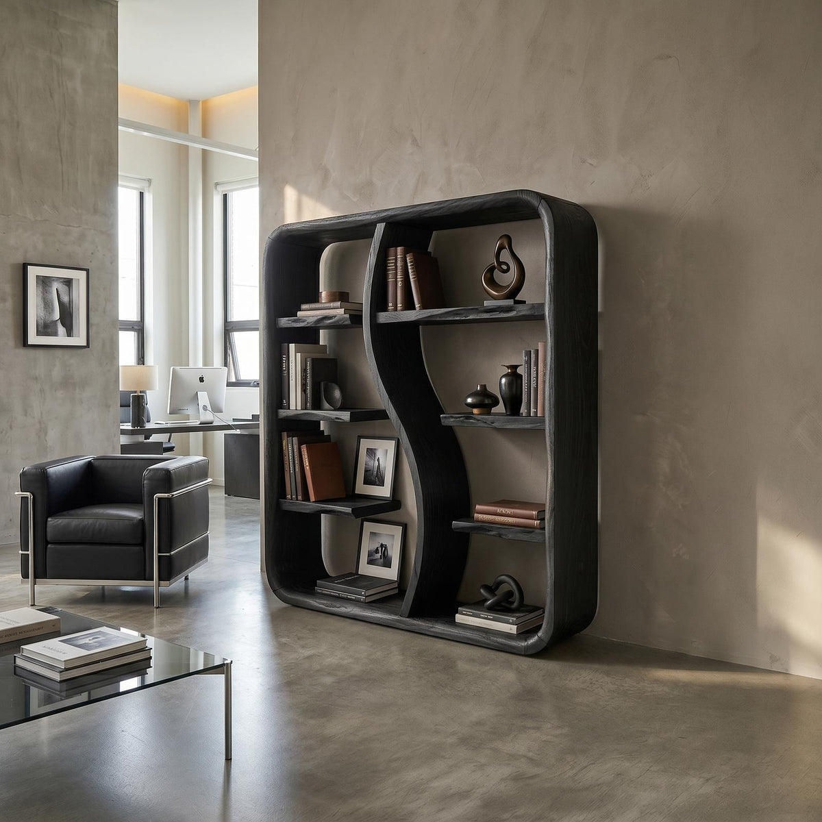 Modern Wooden Storage Bookshelf With Open Shelves