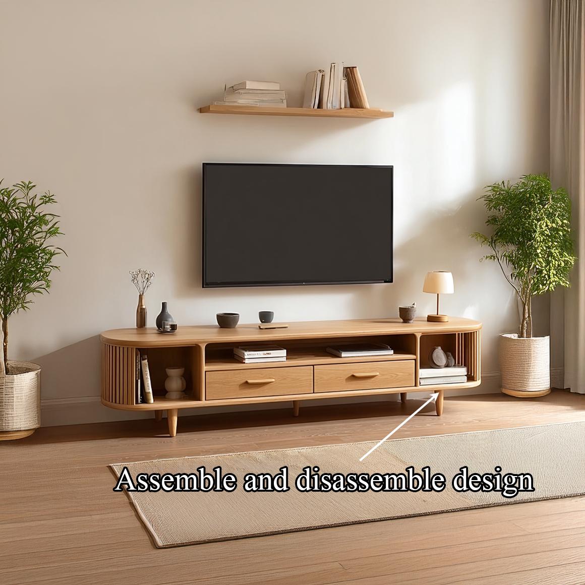 Mid-Century Solid Wood TV Stand, Retro Media Console Cabinet, Television Credenza for Bedroom & Living Room