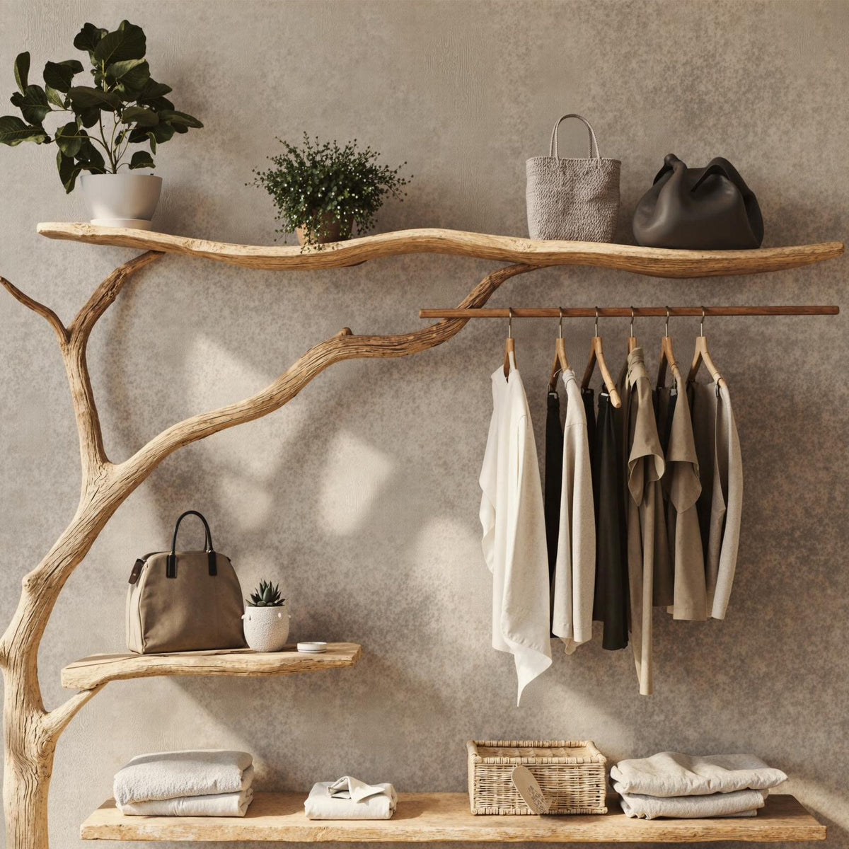 Rustic Coat Rack Wall Mount Antique Hall Tree Garment Rack