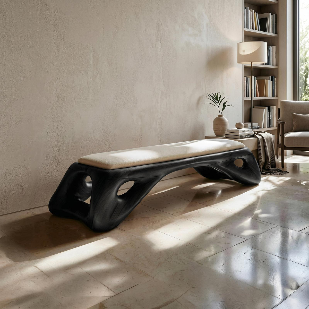 Organic Modern Entryway Bench Luxury Residence SILDTTRBEN073