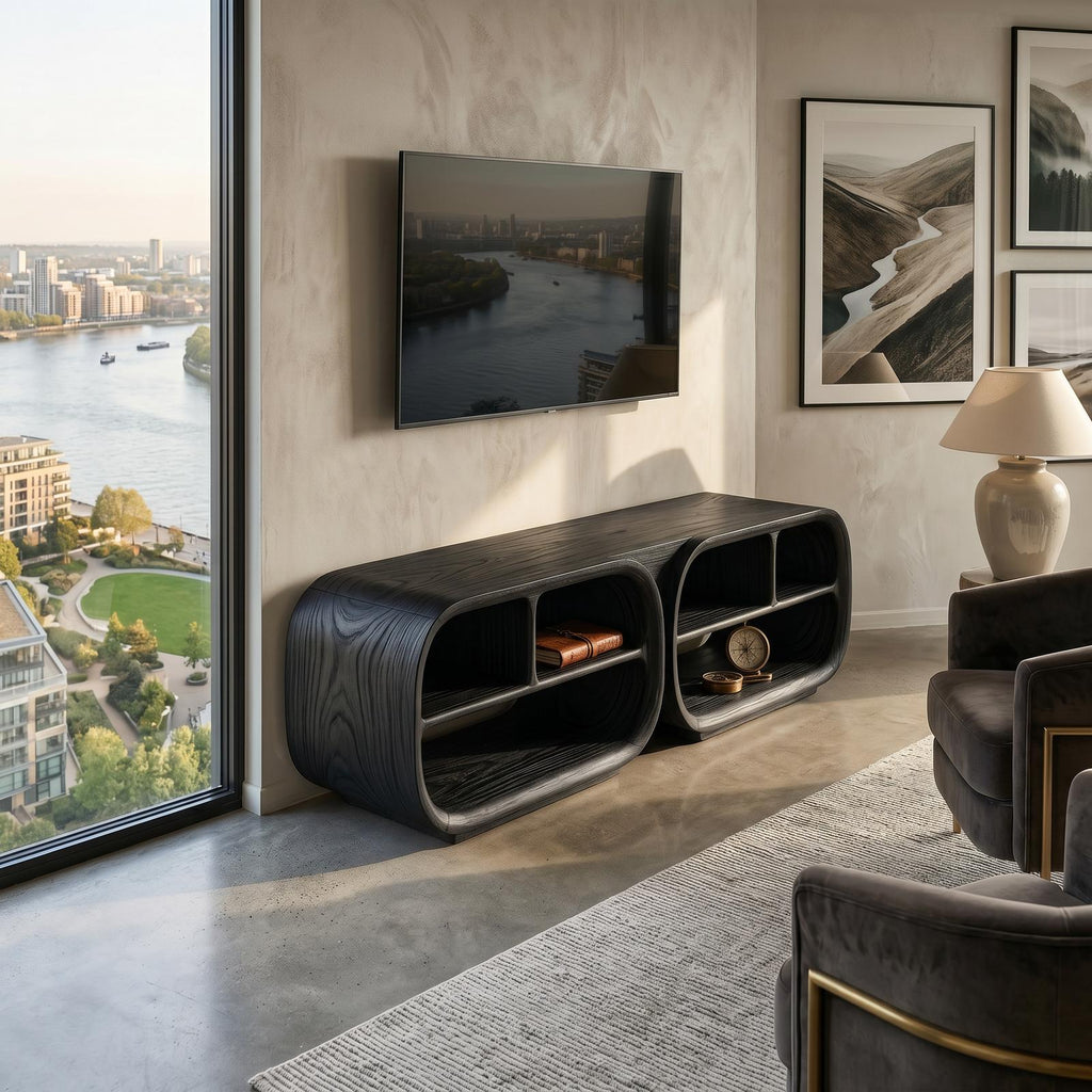 Luxury TV Console Architectural Wood Design