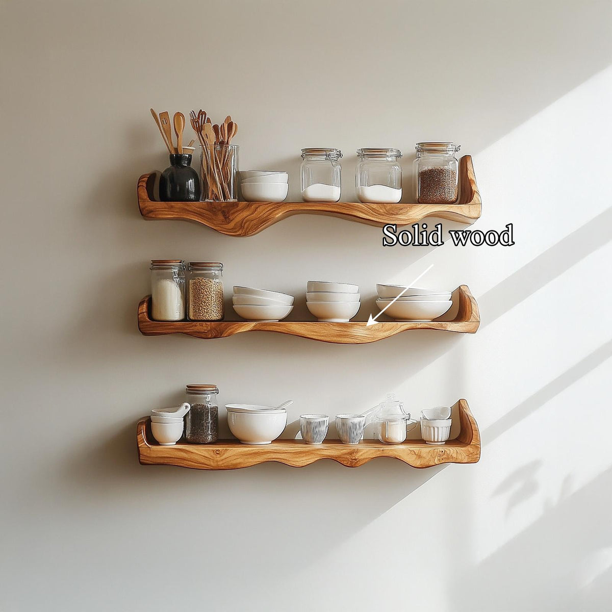 Rustic Wall Mounted Floating Shelf For Kitchen