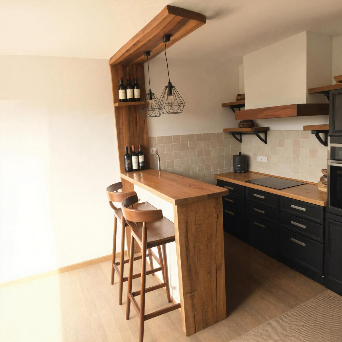 Rustic Kitchen Bar Counter For Farmhouse Or Industrial Style Homes