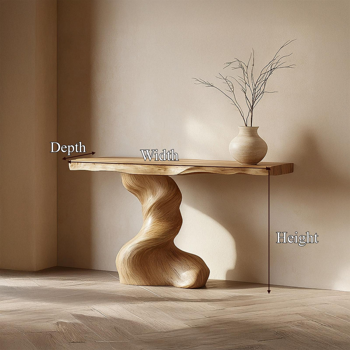 Rustic Sculptural Console Table Living Room Interior Statement Furniture SINLSACS441