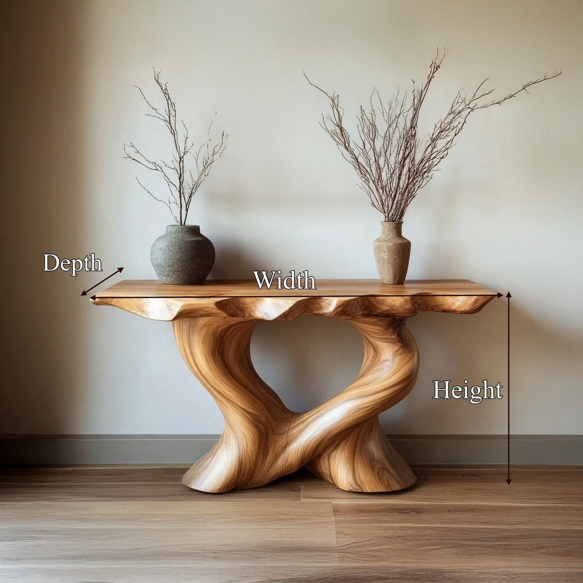 Spry Interior Artistic Wood Console Table, Handcrafted Tree Inspired Entryway Hallway Accent Table Statement Furniture, SINLSACS444