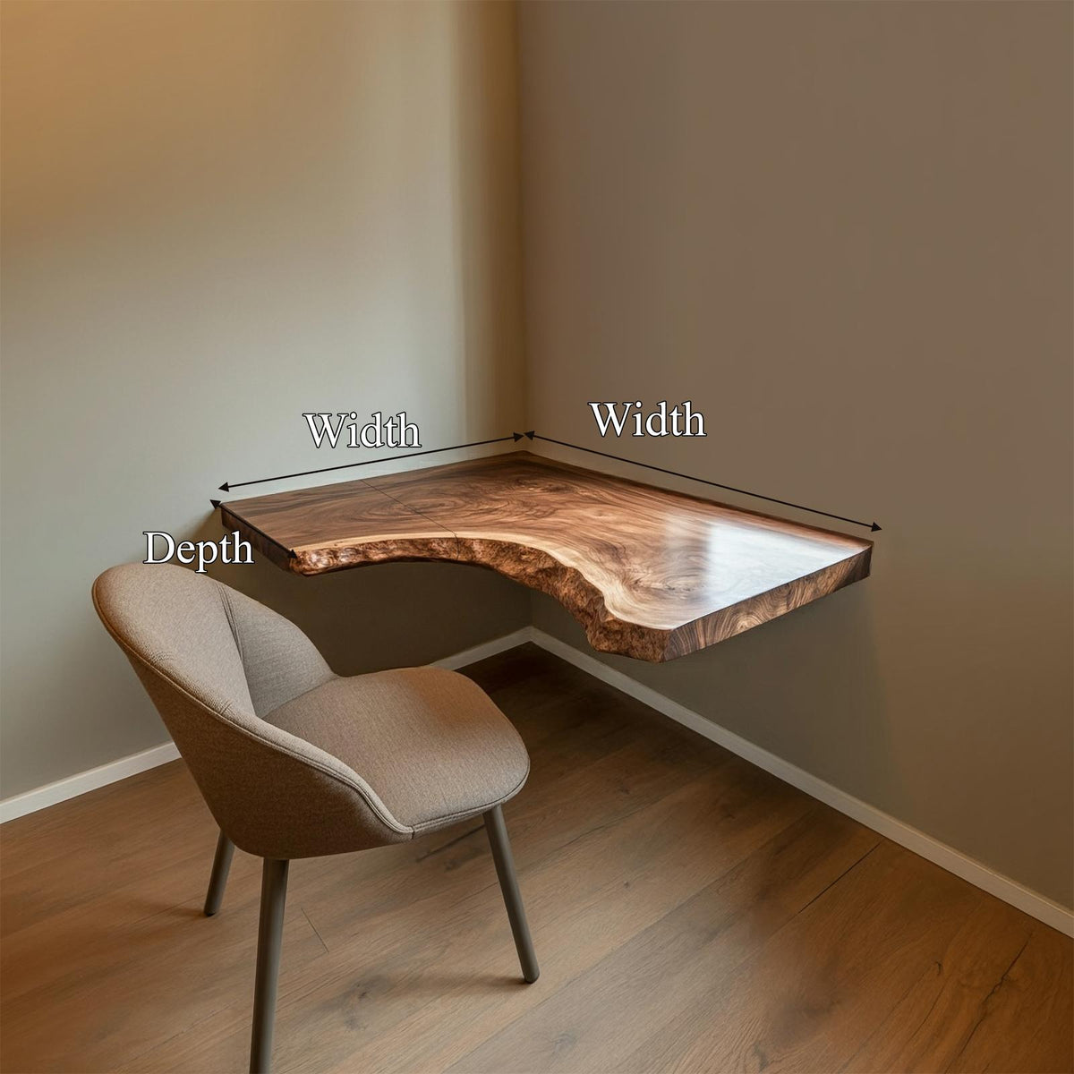 Rustic Live Edge Floating Desk Home Office Or Bedroom