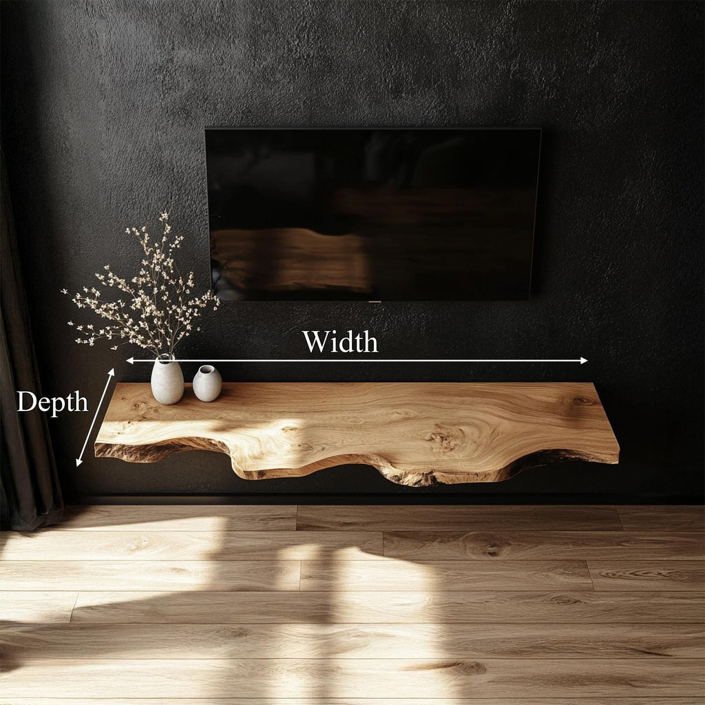 Handcrafted Solid Wood Floating TV Bench Natural Modern Living Room Decor