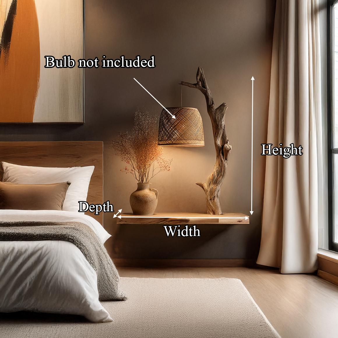 Sculptural Solid Wood Floating Shelf, Handcrafted Accent Wall Display Ledge for Bedroom