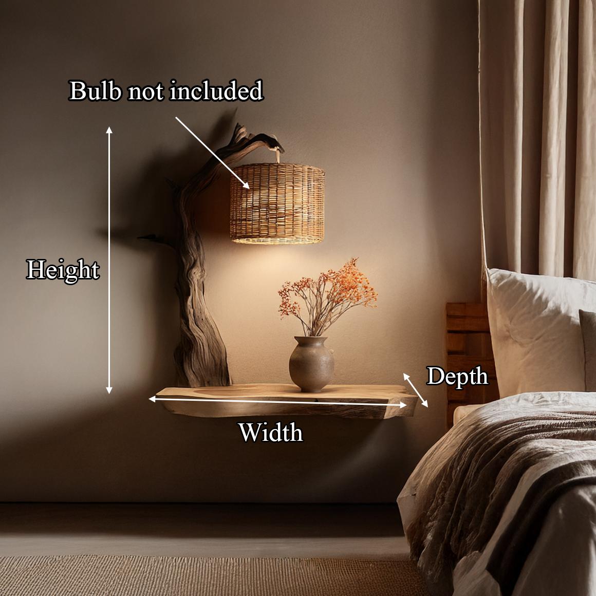 Organic Tree Branch Floating Wood Shelf, Wall Mounted Accent Display Shelf for Bedroom