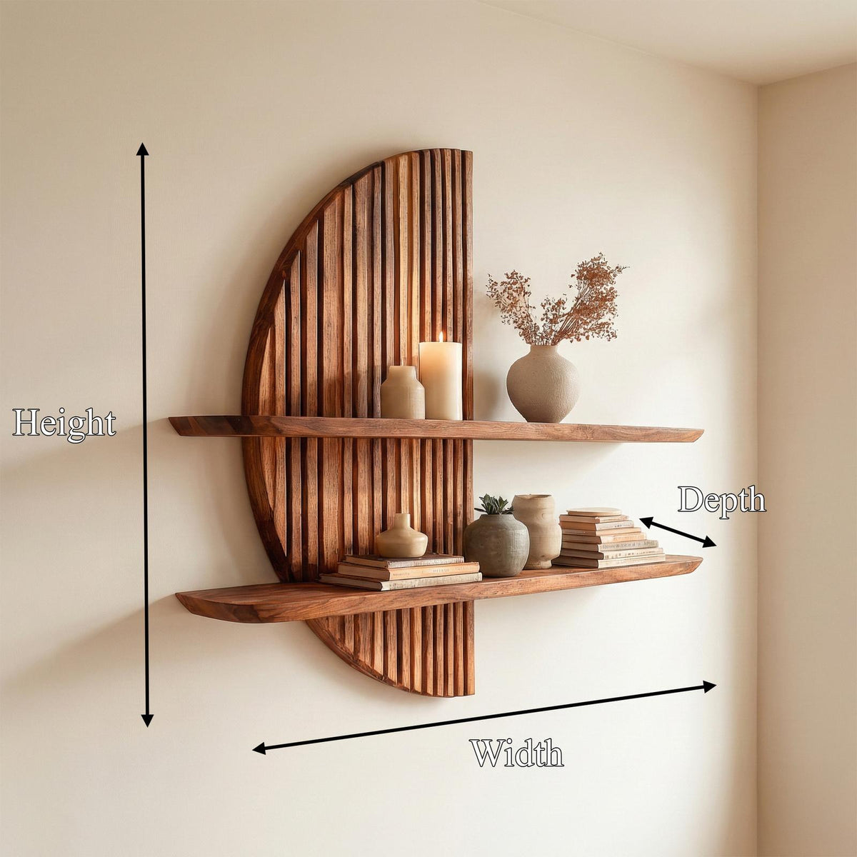 Rustic Wood Wall Shelf Decor, Floating Display Rack & Book Ledge for Living Room & Hallway