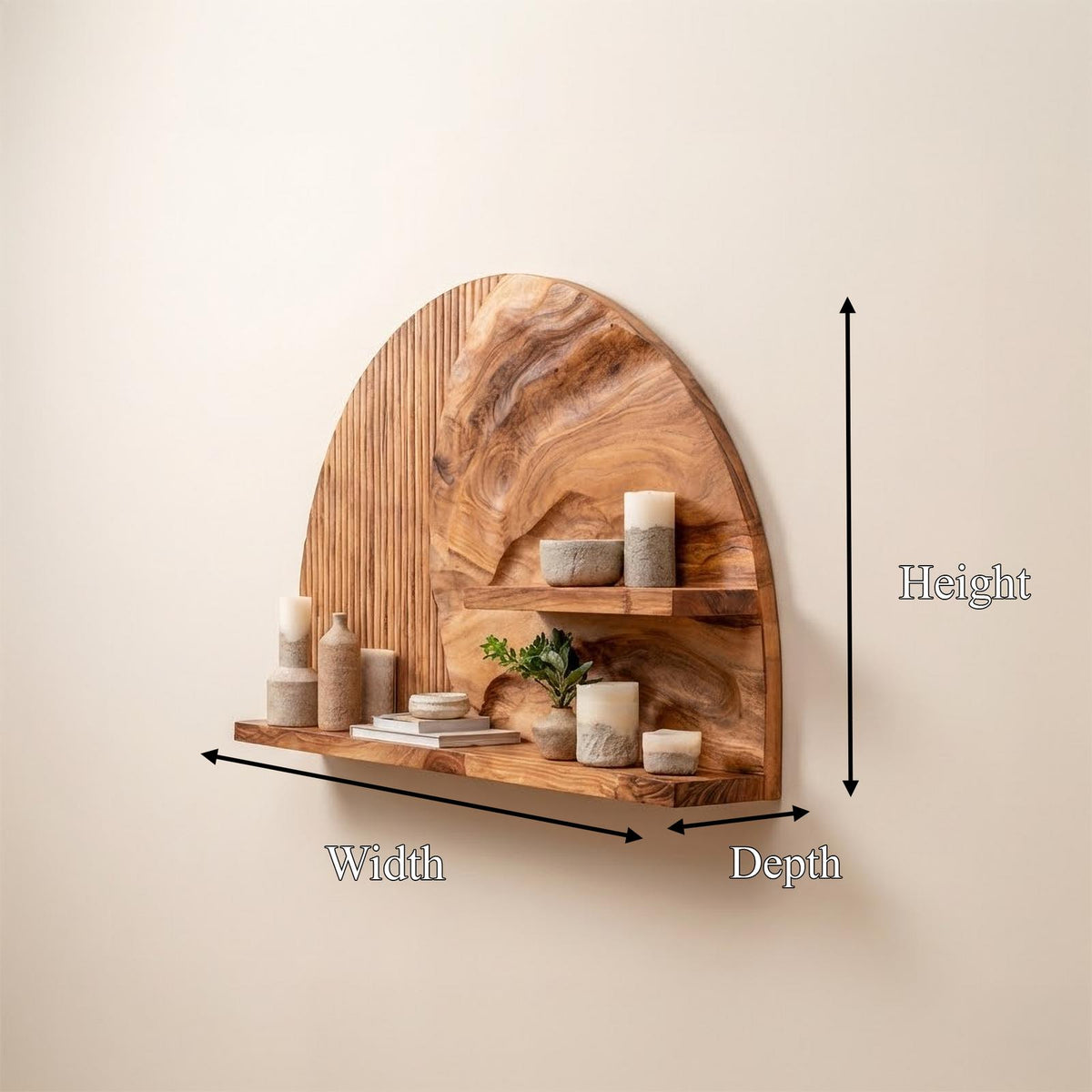 Rustic Decorative Wood Wall Shelf, Floating Floating Display Ledge for Living Room Interior