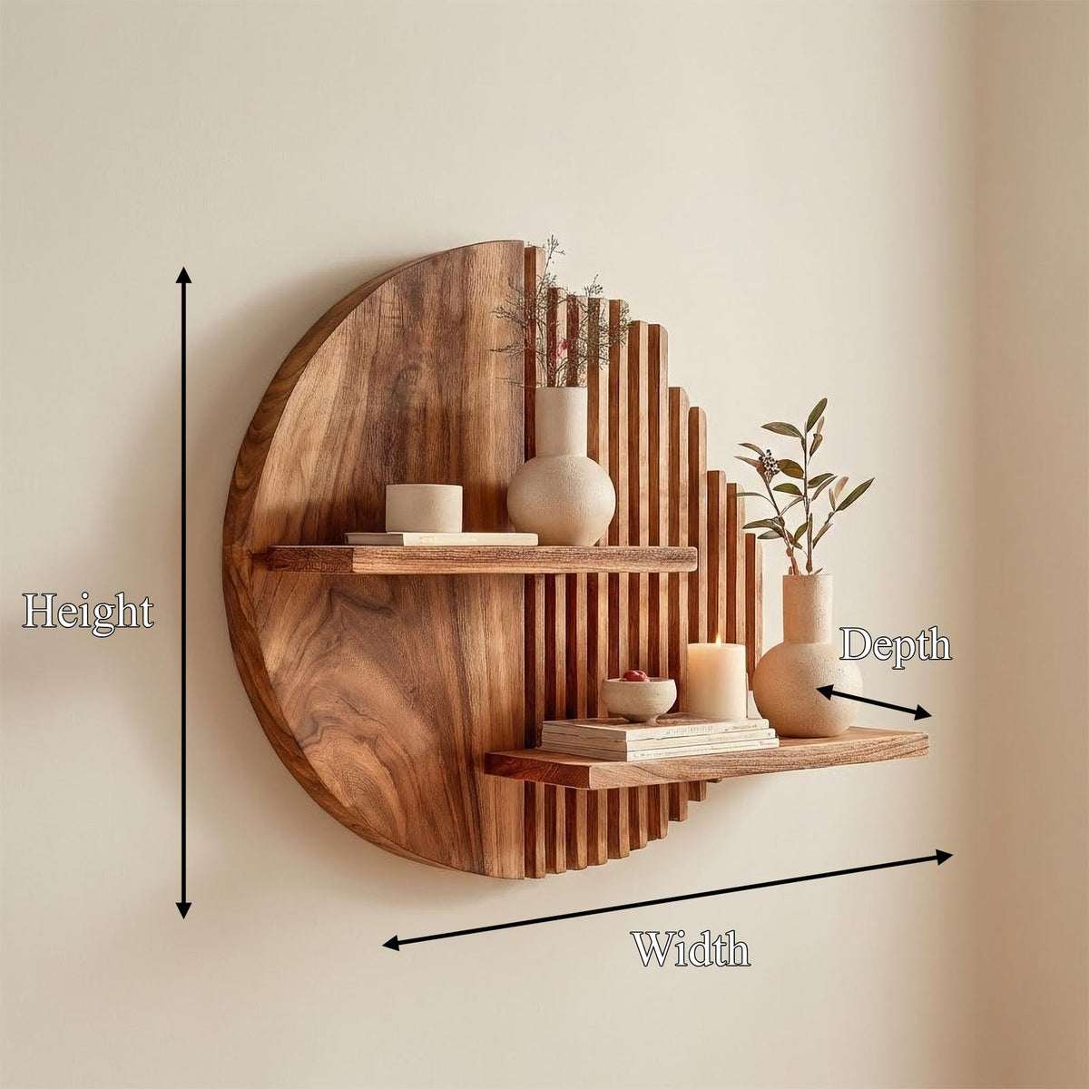 Rustic Wood Wall Storage Shelf, Floating Bookshelf & Spice Rack for Kitchen, Dining & Living Room