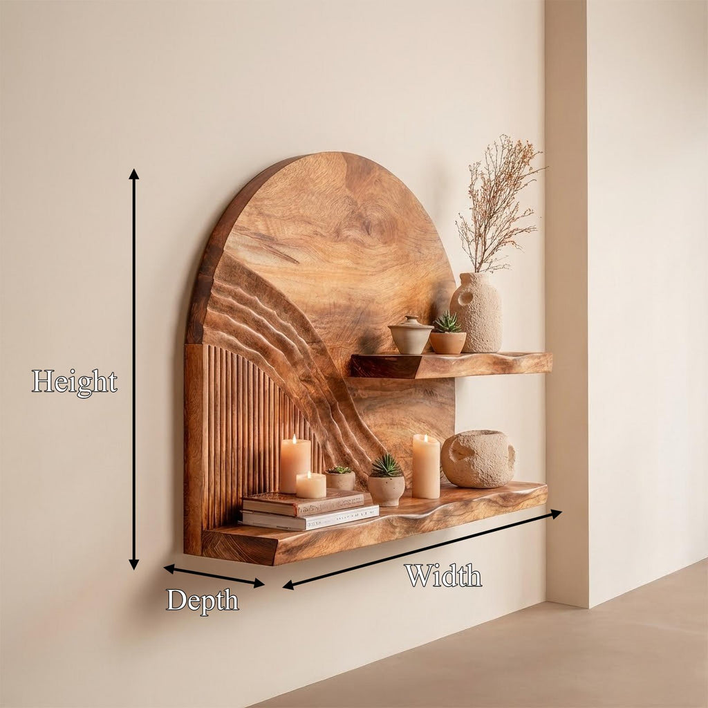 Rustic Statement Wall Shelf For Living Room And Open Space