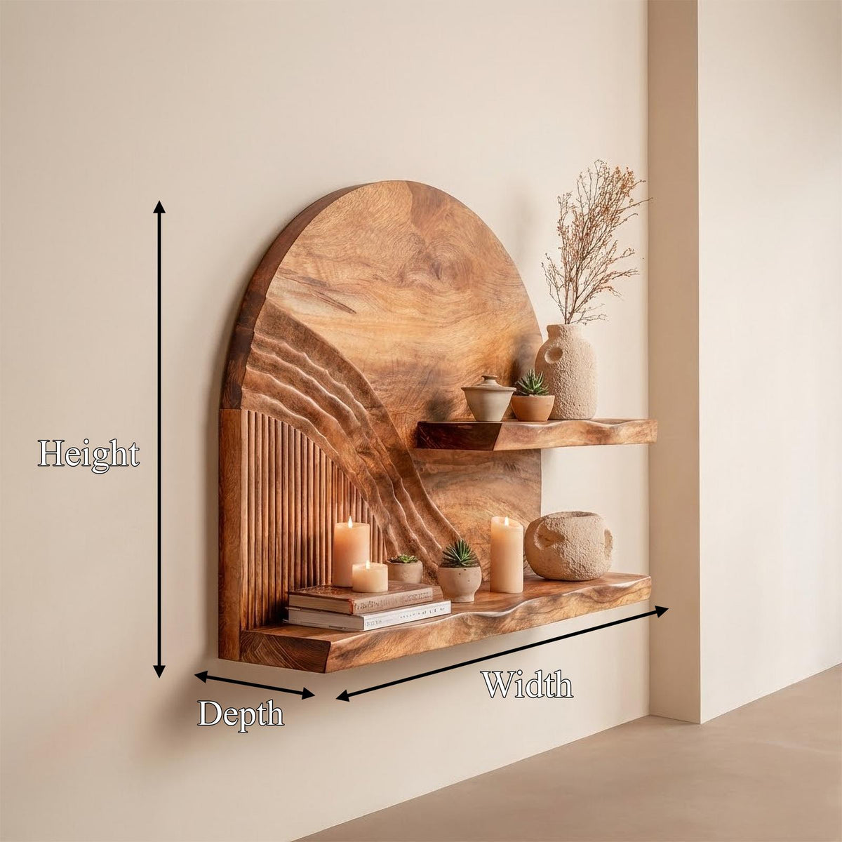 Rustic Statement Wall Shelf For Living Room And Open Space
