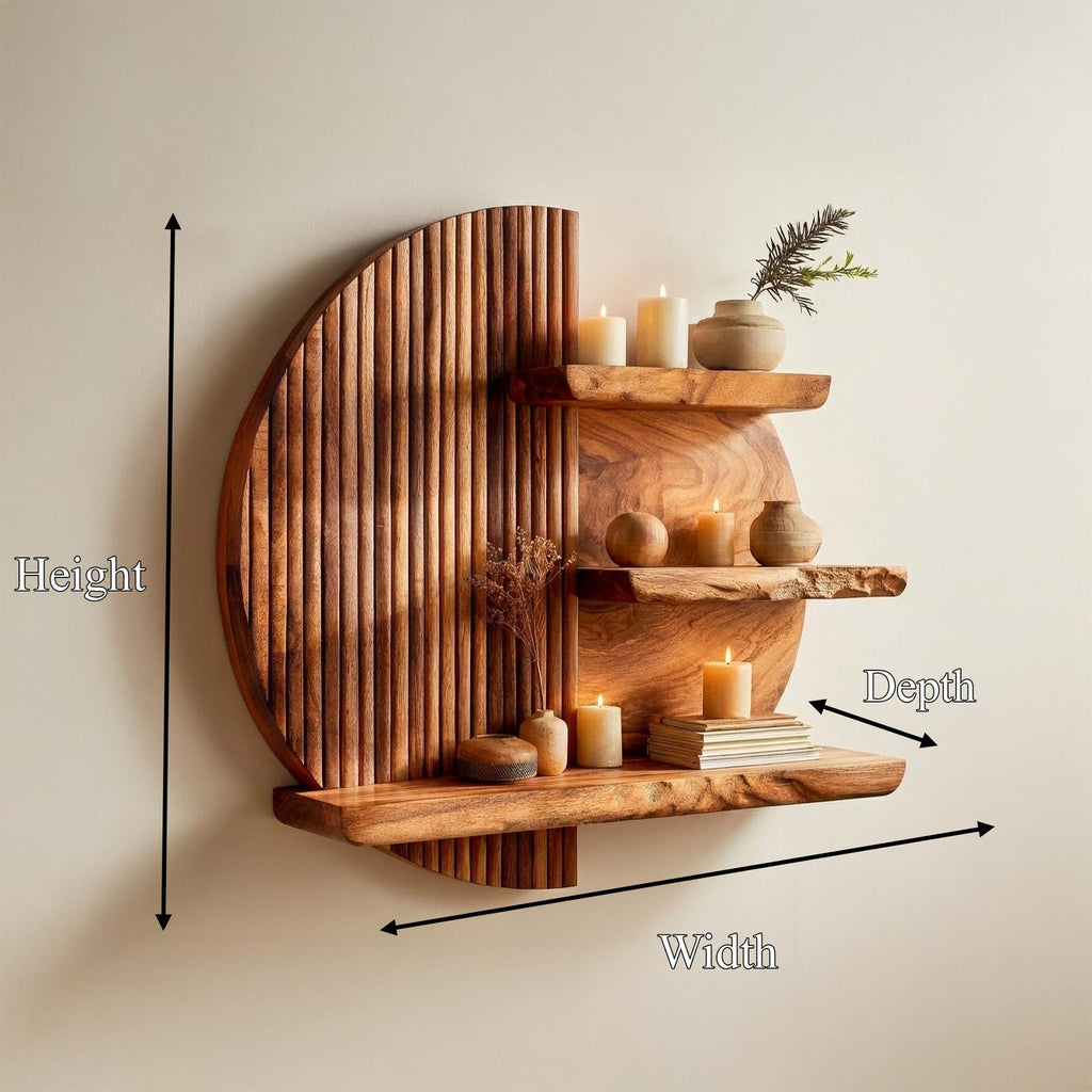 Rustic Sculptural Wall Shelf For Living Room And Decorative Wall