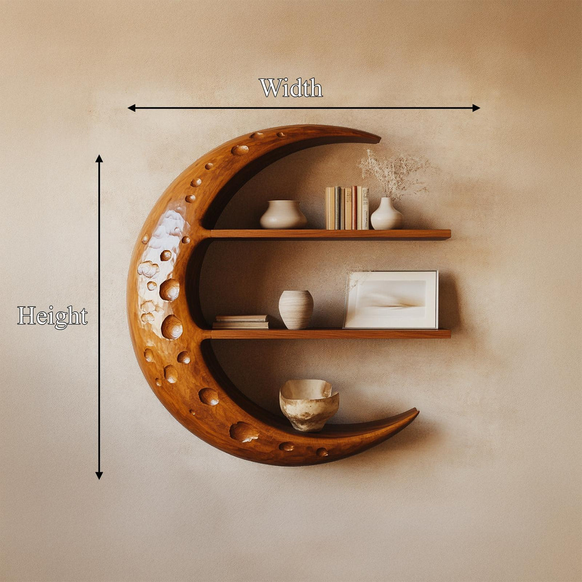 Rustic Moon Wall Shelf For Living Room And Bedroom