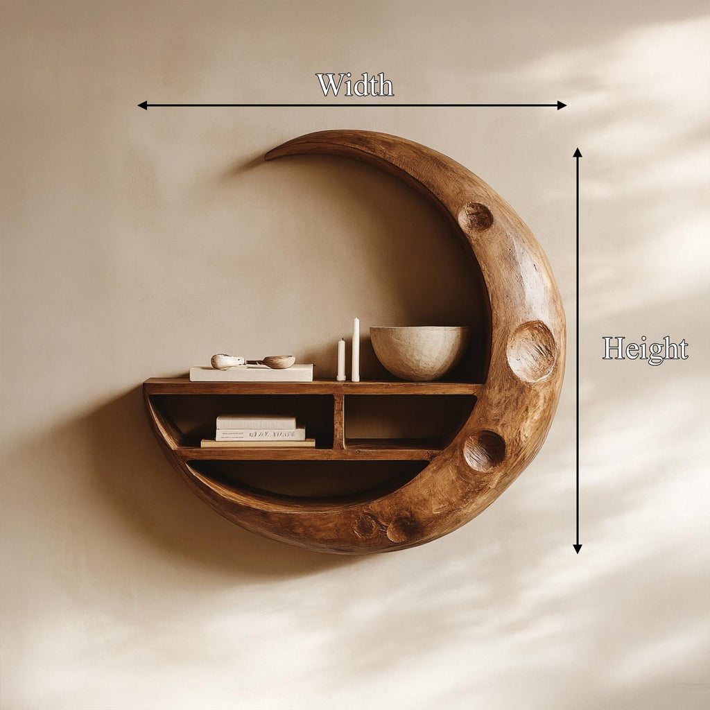 Rustic Moon Wall Shelf For Living Room And Interior Display